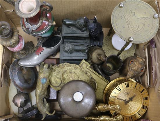 A group of metalware and objects, some commemorating Napoleon